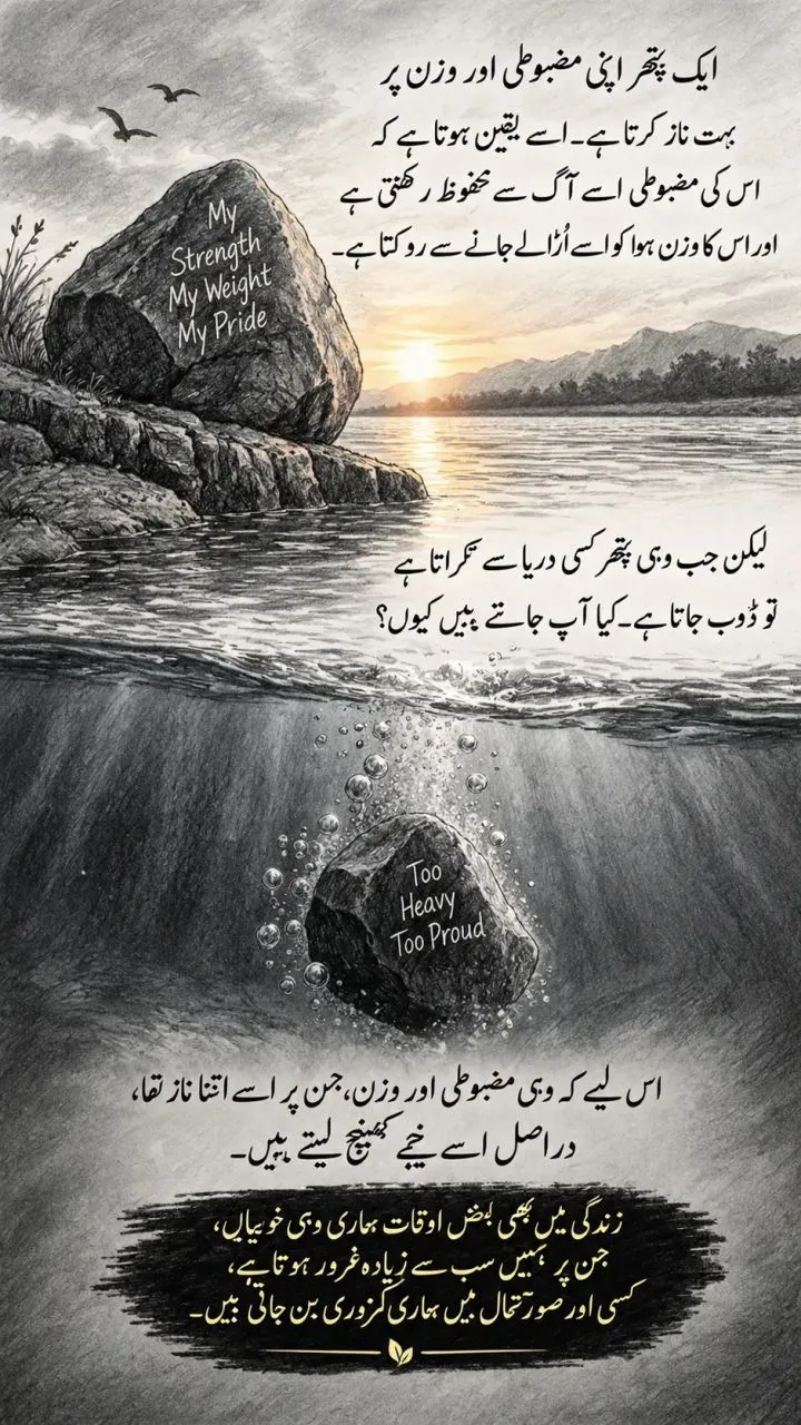 ek pathar apani mazbooti or wazin par bahat naaz karta hay