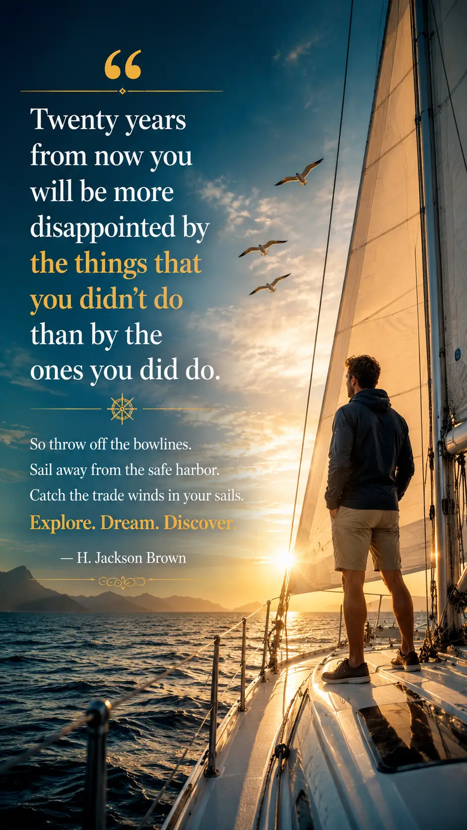 Twenty years from now you will be more disappointed by the things