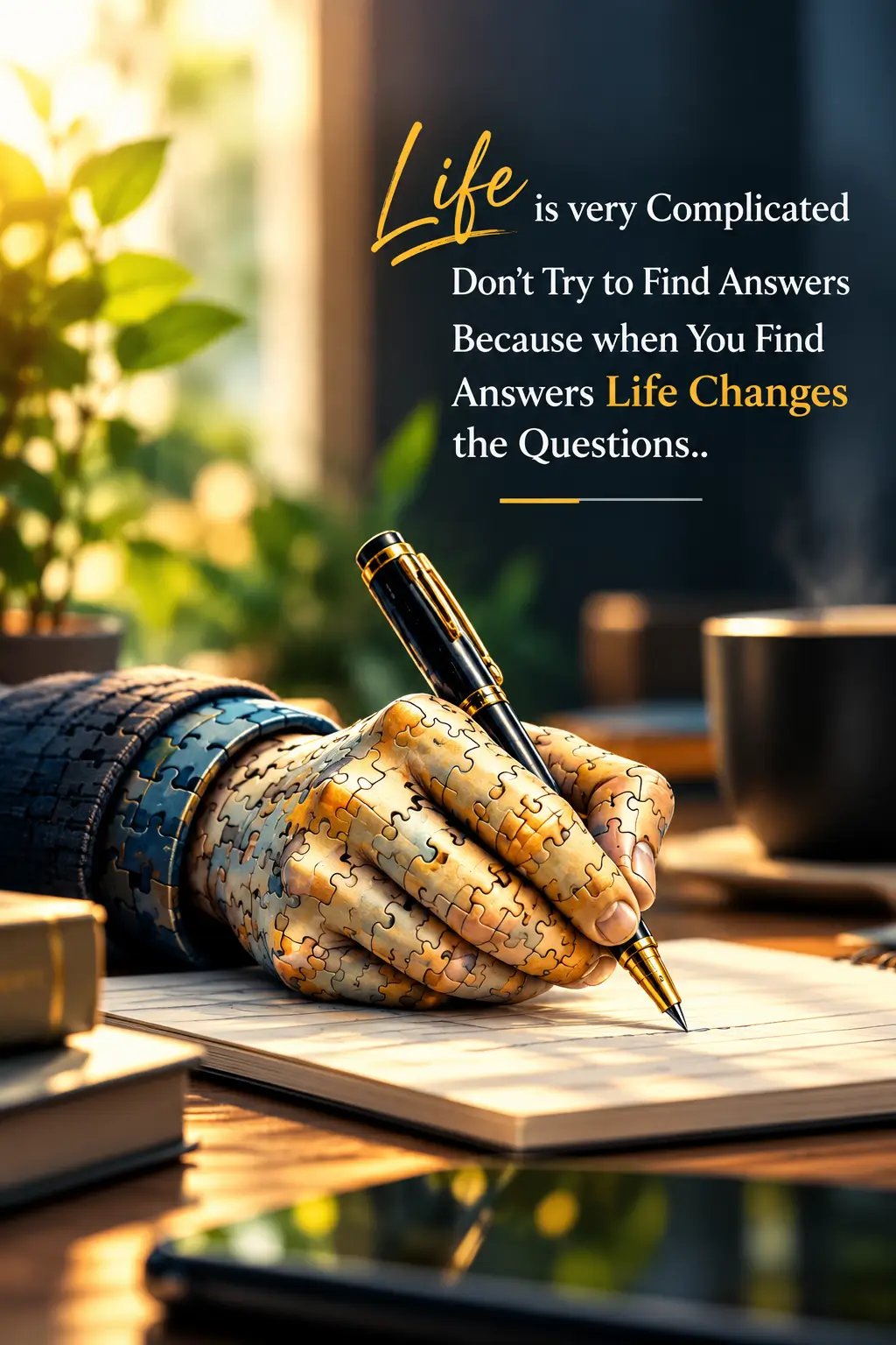 Life is very comlicated dont try to find answers because when you find answer life changes the questions