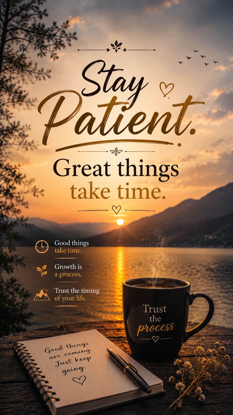 Stay patient. Great things take time.