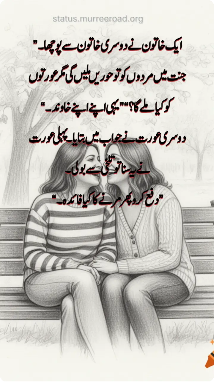 ایک خاتون نے دوسری خاتون سے پو چھا۔”جنت میں مردوں کو تو حوریں ملیں گی مگر عورتوں کو کیا ملے گا؟