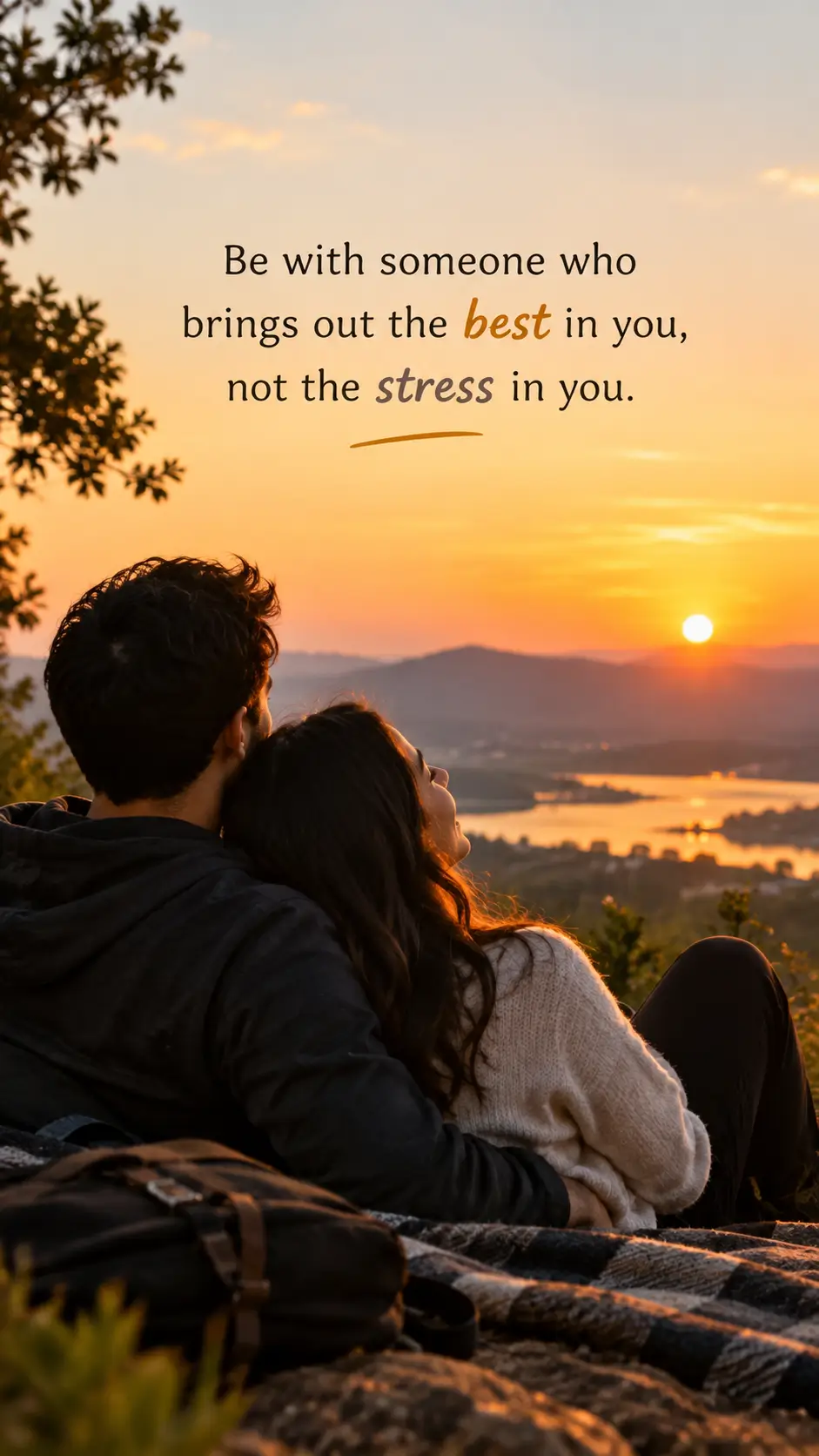 Be with someone who brings out the best in you, not the stress in you.