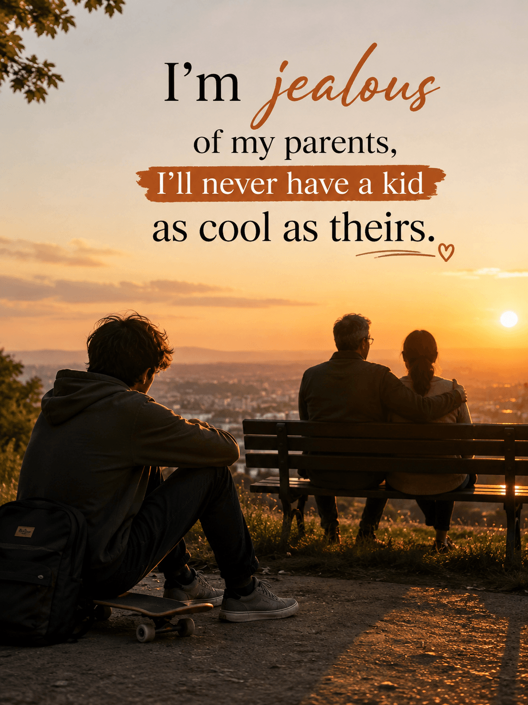 I\'m jealous of my parents, I\'ll never have a kid as cool as theirs.